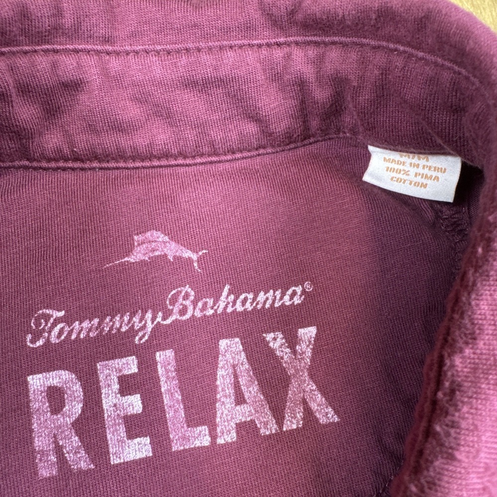 Tommy Bahama Relax Short Sleeve Polo Shirt Mens M Maroon Golf Lightweight Casual - Picture 5 of 11